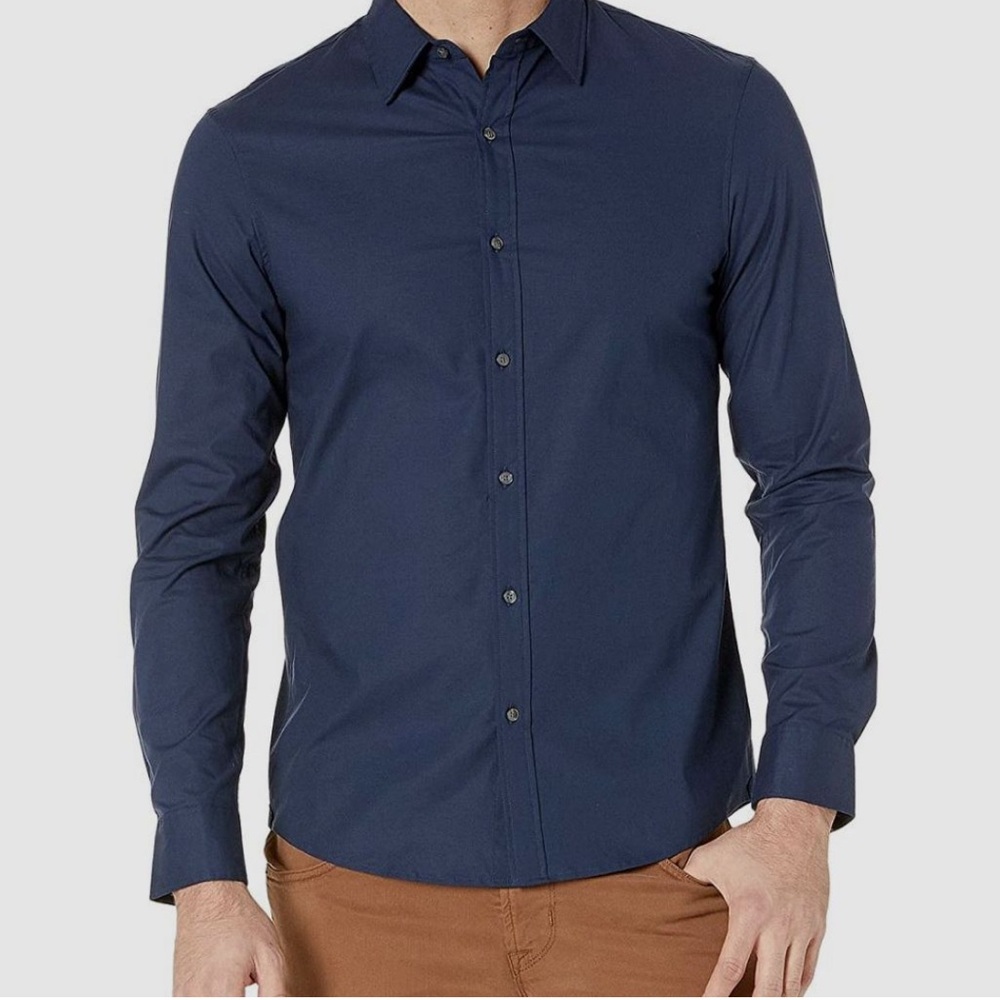 Michael Kors Men's‎ Dress Shirt Dark Blue Long Sleeve XL 17.5 32/33 Button Down